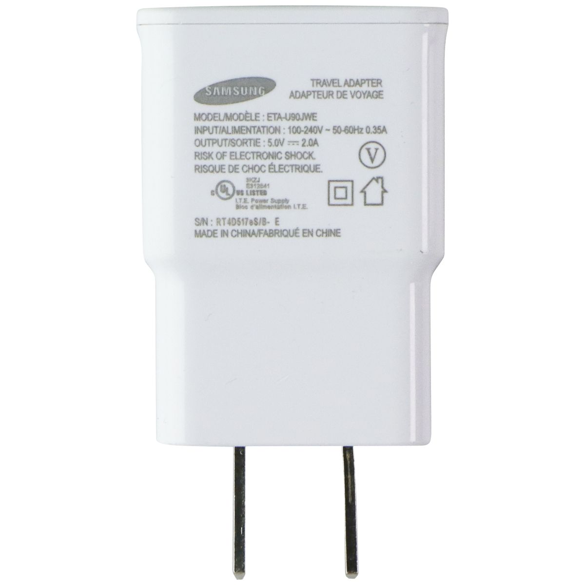 Samsung (5V/2A) Single USB Travel Adapter OEM - White (ETA-U90JWE/JWS) Cell Phone - Cables & Adapters Samsung - Simple Cell Bulk Wholesale Pricing - USA Seller