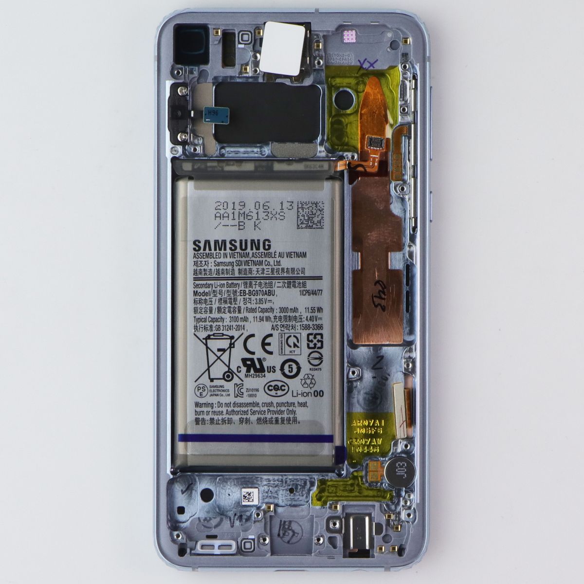 Repair Part SVC LCD Assembly Octa Kit (E/ZB) for Galaxy S10e (G970F) Blue Cell Phone - Replacement Parts & Tools Samsung - Simple Cell Bulk Wholesale Pricing - USA Seller