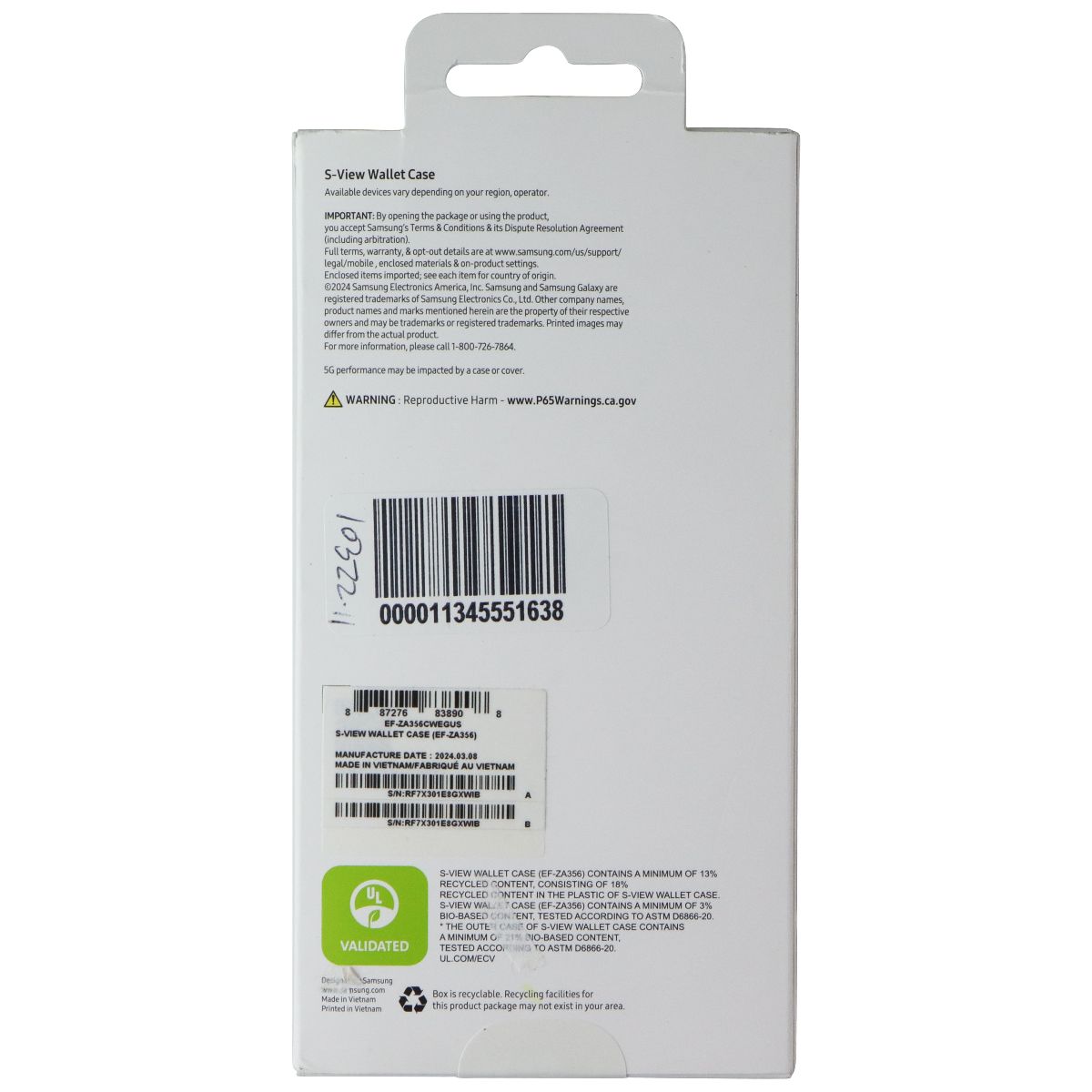 Samsung S-View Wallet Case for Galaxy A35 5G - White Cell Phone - Cases, Covers & Skins Samsung - Simple Cell Bulk Wholesale Pricing - USA Seller