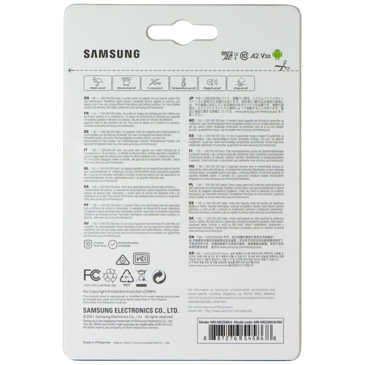 Samsung EVO Select 256GB (130MB/S) MicroSDXC Card with SD Adapter Digital Camera - Memory Cards Samsung - Simple Cell Bulk Wholesale Pricing - USA Seller