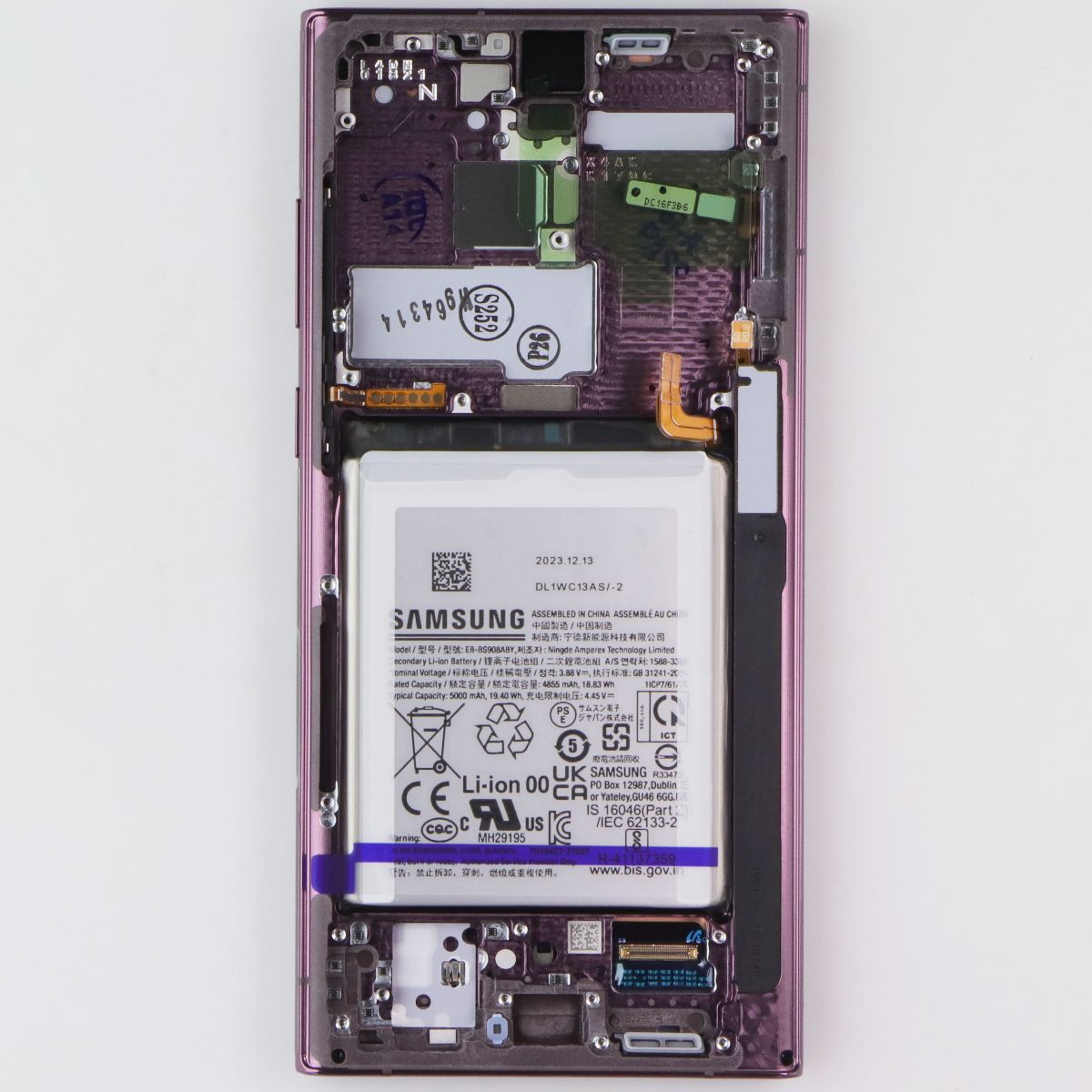 Repair Part SVC LCD Assembly Octa Kit E/DR for Galaxy S22 Ultra (S908U) Burgundy Cell Phone - Replacement Parts & Tools Samsung - Simple Cell Bulk Wholesale Pricing - USA Seller