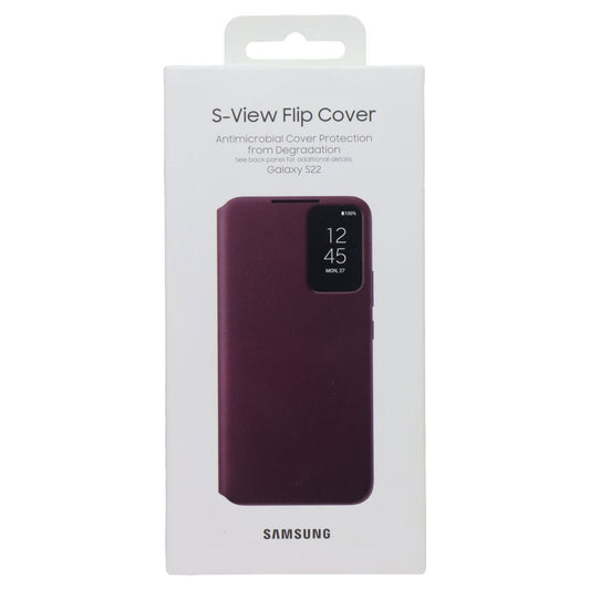 SAMSUNG Official S-View Flip Cover Case for Samsung Galaxy S22 - Burgundy Cell Phone - Cases, Covers & Skins Samsung - Simple Cell Bulk Wholesale Pricing - USA Seller
