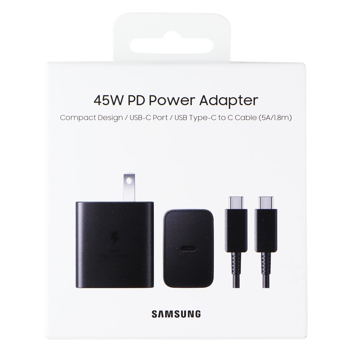 Samsung (45W) PD USB-C Power Adapter with USB-C to USB-C Cable - Black Cell Phone - Chargers & Cradles Samsung - Simple Cell Bulk Wholesale Pricing - USA Seller