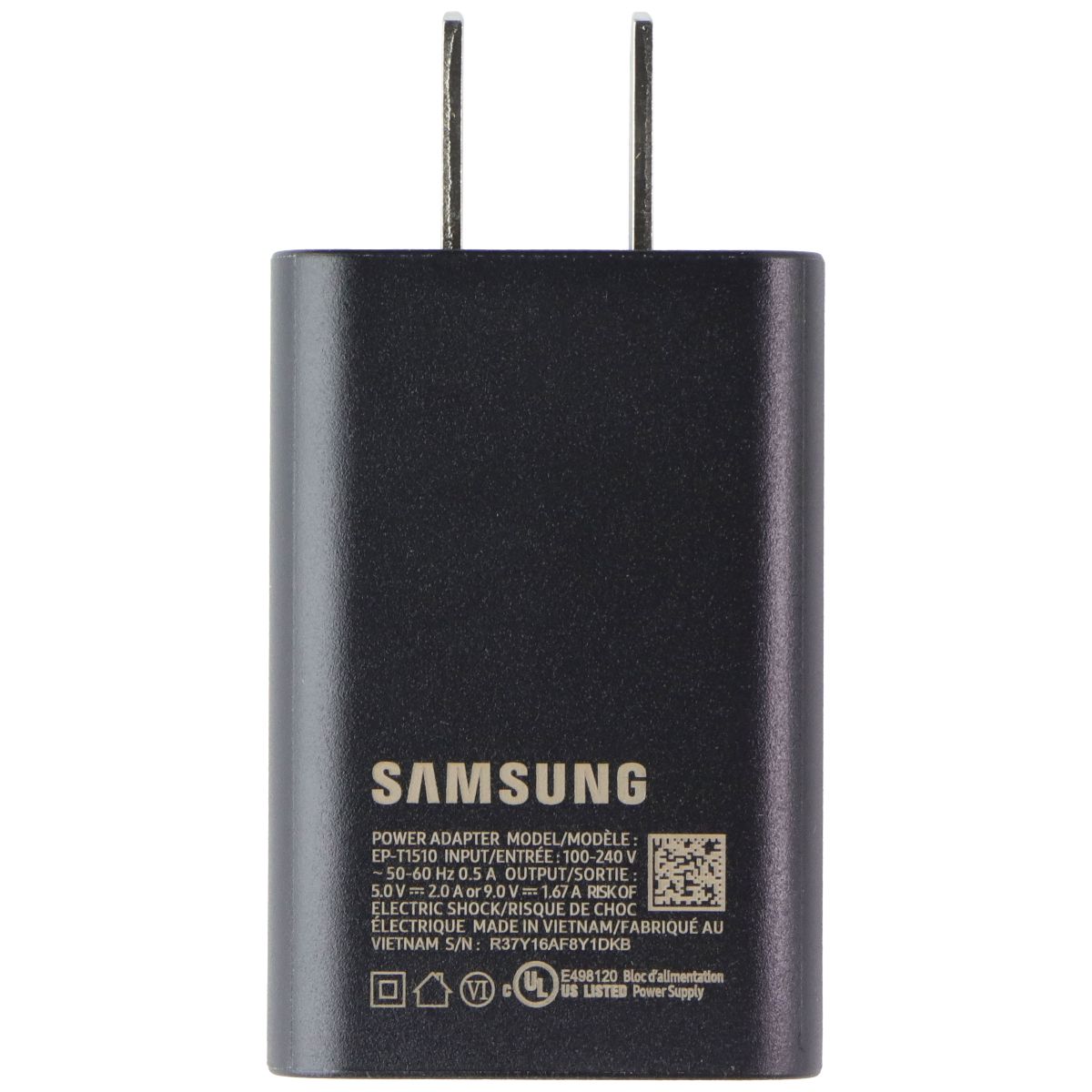 Samsung 15W Single Port USB-C Wall Charger - Black (EP-T1510NBEGUS) Cell Phone - Chargers & Cradles Samsung - Simple Cell Bulk Wholesale Pricing - USA Seller
