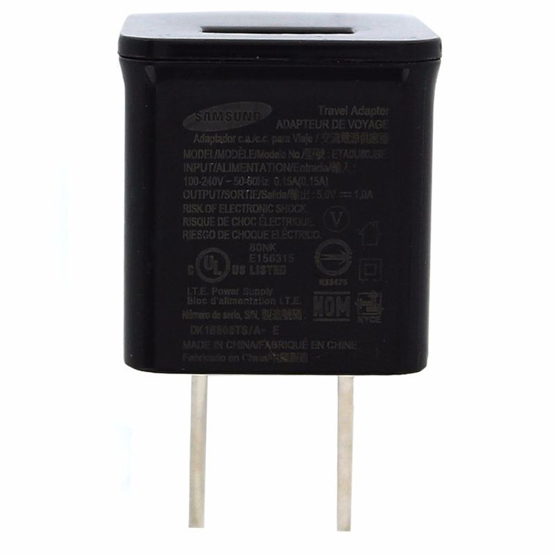 Samsung OEM Travel Adapter Single 1.0A USB Wall Charger - Black (ETA0U80JBE) Cell Phone - Chargers & Cradles Samsung - Simple Cell Bulk Wholesale Pricing - USA Seller