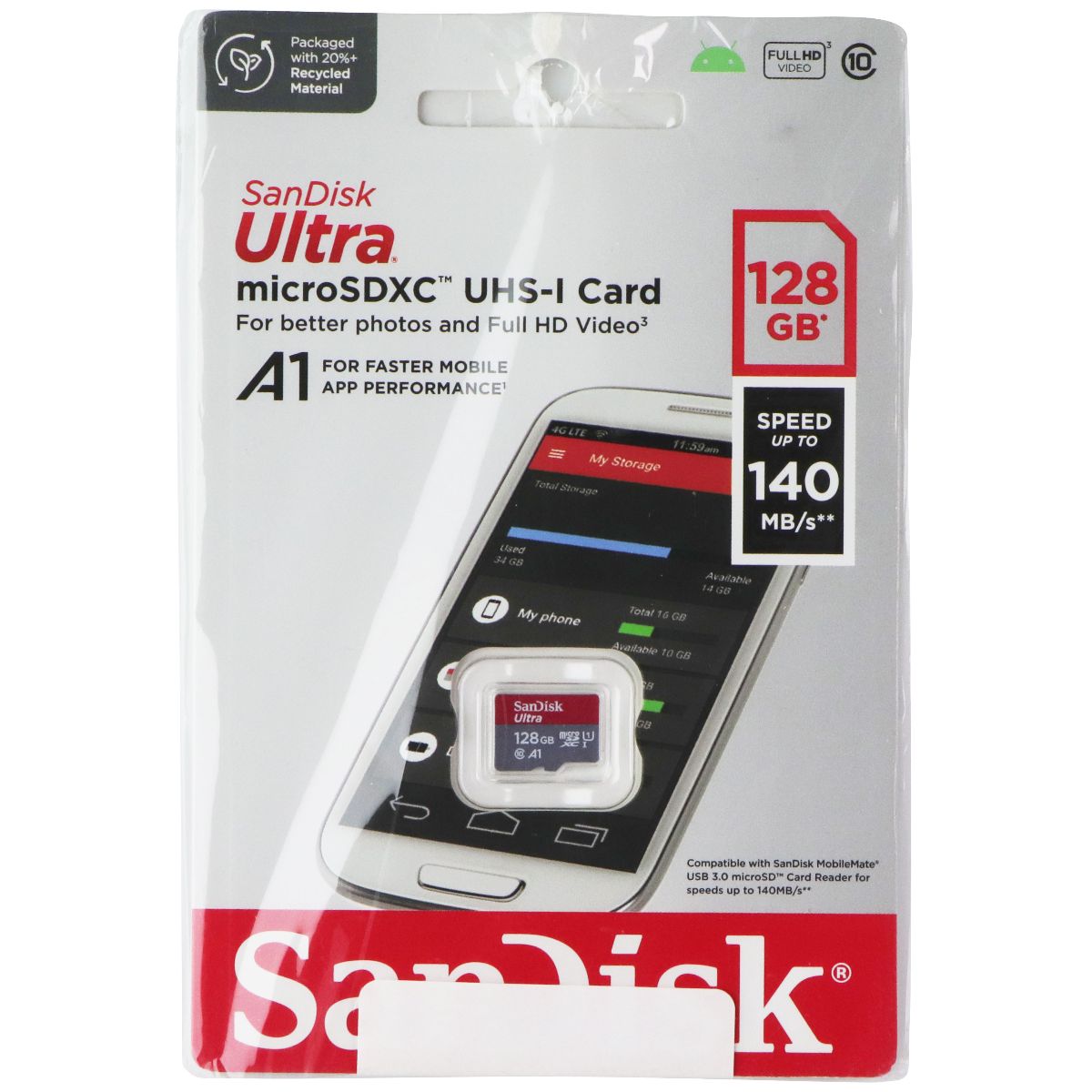 SanDisk Ultra MicroSDXC UHS-I Card 128GB 140MB/S Digital Camera - Memory Cards SanDisk - Simple Cell Bulk Wholesale Pricing - USA Seller