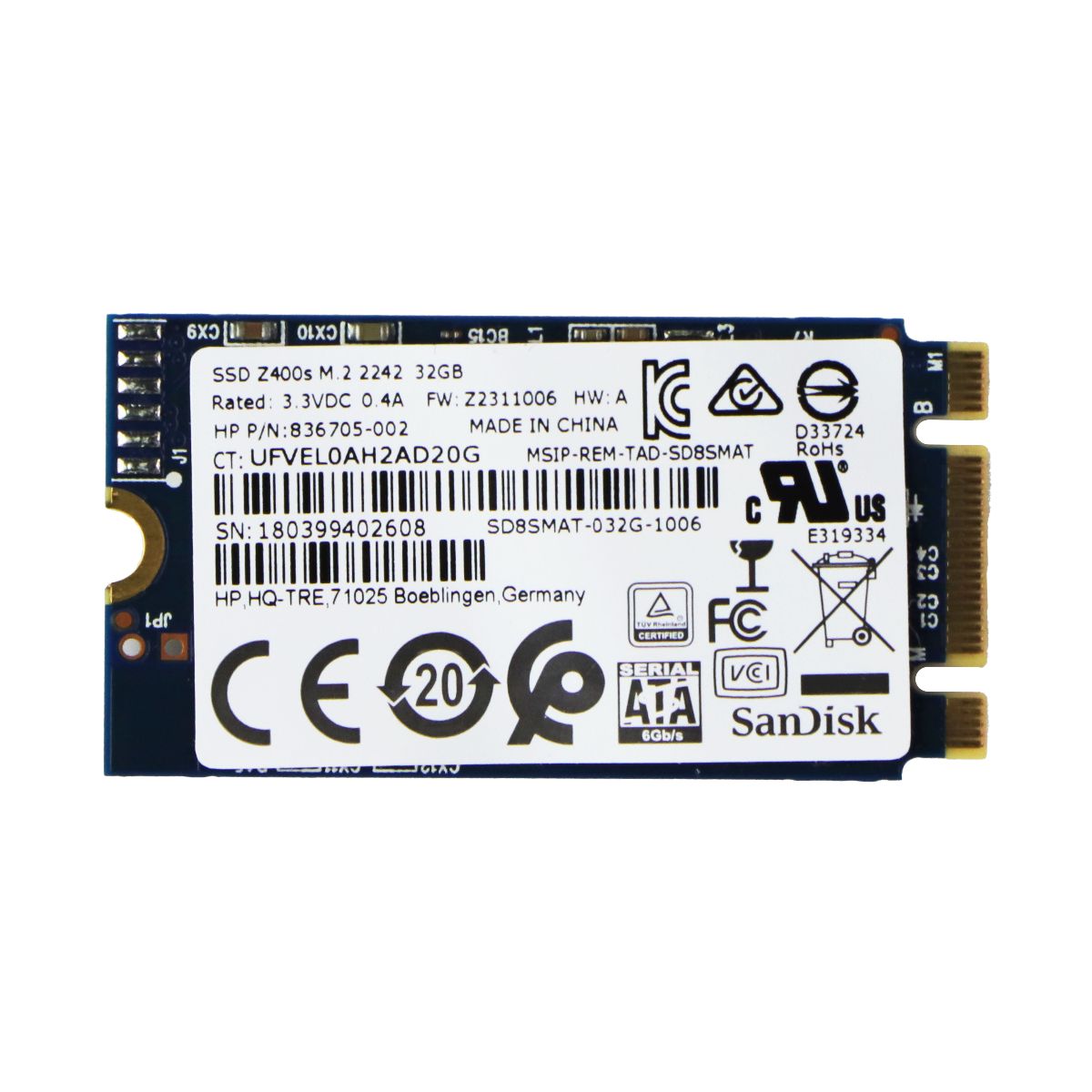 SanDisk (32GB) Z400s M.2 2242 SSD (SD8SMAT-032G-1006) Digital Storage - Solid State Drives SanDisk - Simple Cell Bulk Wholesale Pricing - USA Seller
