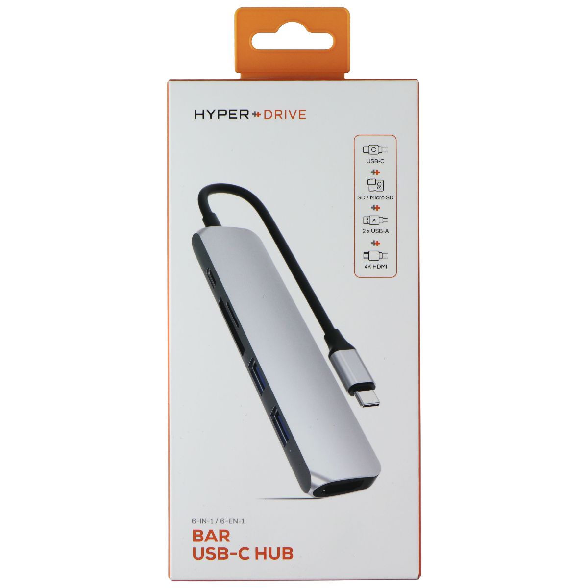 Sanho HyperDrive Bar 6-in-1 USB-C Hub - Silver Computer/Network - USB Cables, Hubs & Adapters Sanho - Simple Cell Bulk Wholesale Pricing - USA Seller