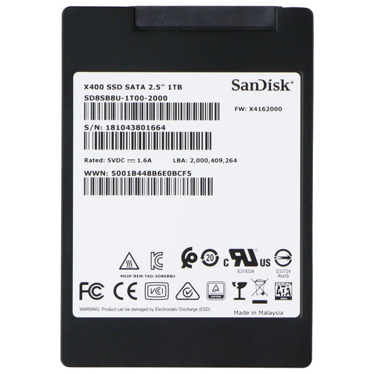 SanDisk X400 SATA 2.5-inch 1TB SSD (SD8SB8U-1T00-1122) Digital Storage - Other Hard Drives SanDisk - Simple Cell Bulk Wholesale Pricing - USA Seller