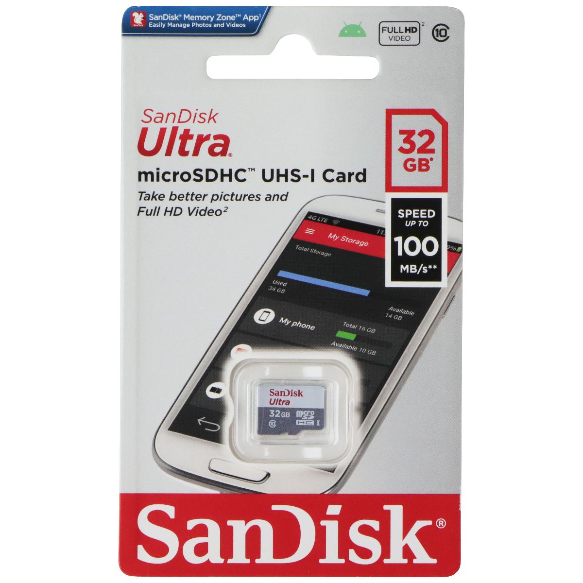 SanDisk 32GB 100MB/s Ultra MicroSDHC UHS-I Card Digital Camera - Memory Cards SanDisk - Simple Cell Bulk Wholesale Pricing - USA Seller