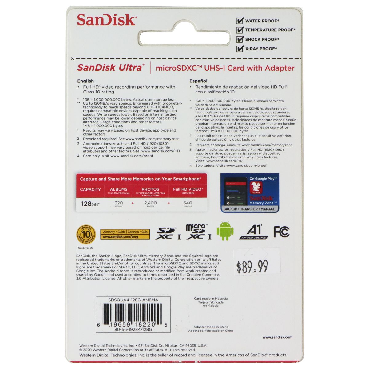 SanDisk Ultra 128GB 120MB/s microSDXC UHS-1 Card with Adapter