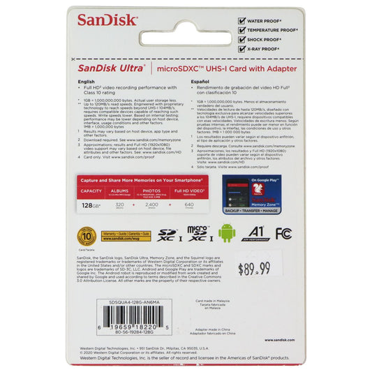 SanDisk Ultra 128GB 120MB/s microSDXC UHS-1 Card with Adapter