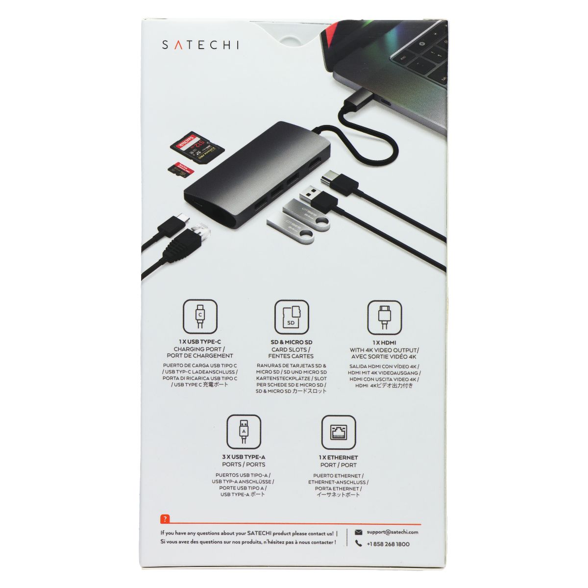 SATECHI USB-C Multiport V2 Dock Station with 4K HDMI/60W USB-C/3x USB - Gray Cell Phone - Cables & Adapters SATECHI - Simple Cell Bulk Wholesale Pricing - USA Seller
