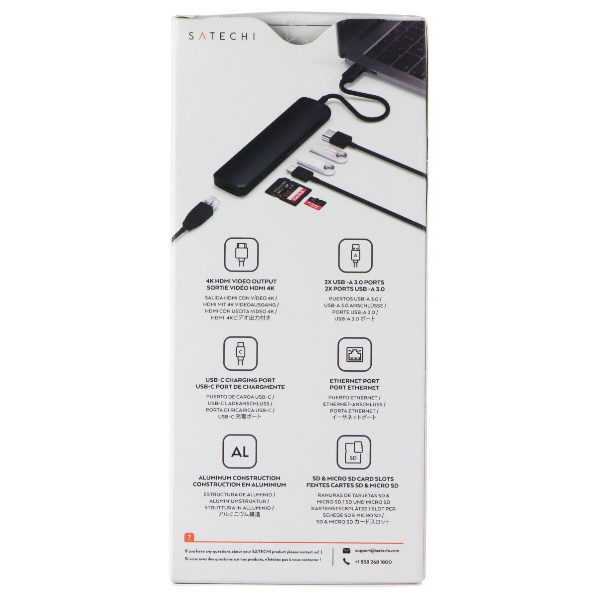 Satechi USB-C Slim Multiport Adapter with Ethernet - Black Computer/Network - USB Cables, Hubs & Adapters SATECHI - Simple Cell Bulk Wholesale Pricing - USA Seller