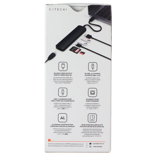 Satechi USB-C Slim Multiport Adapter with Ethernet - Black Computer/Network - USB Cables, Hubs & Adapters SATECHI - Simple Cell Bulk Wholesale Pricing - USA Seller