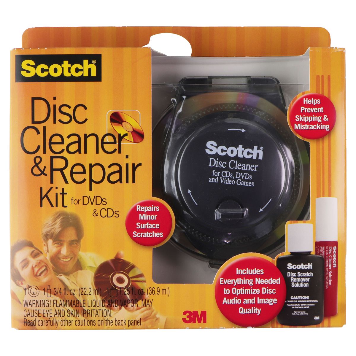 Scotch AV1160 CD/DVD Disc Cleaner & Repair Kit - Black (AV1160) Digital Storage - Disc Repair & Disc Cleaning Scotch - Simple Cell Bulk Wholesale Pricing - USA Seller