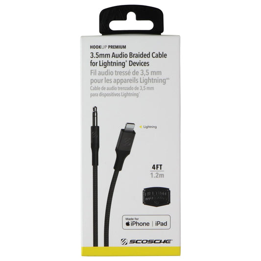 SCOSCHE 4FT 3.5MM To Lightning 8-Pin Braided Cable - Space Gray Cell Phone - Cables & Adapters Scosche    - Simple Cell Bulk Wholesale Pricing - USA Seller