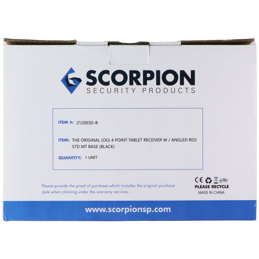Scorpion Security Products Tablet Mount (212003D-B) - Black iPad/Tablet Accessories - Mounts, Stands & Holders SCORPION - Simple Cell Bulk Wholesale Pricing - USA Seller