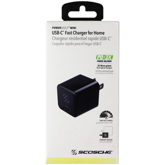Scosche (18W) PowerVolt Mini USB-C Fast Charger for Home (HPDC8M-SP) - Black Cell Phone - Chargers & Cradles Scosche    - Simple Cell Bulk Wholesale Pricing - USA Seller
