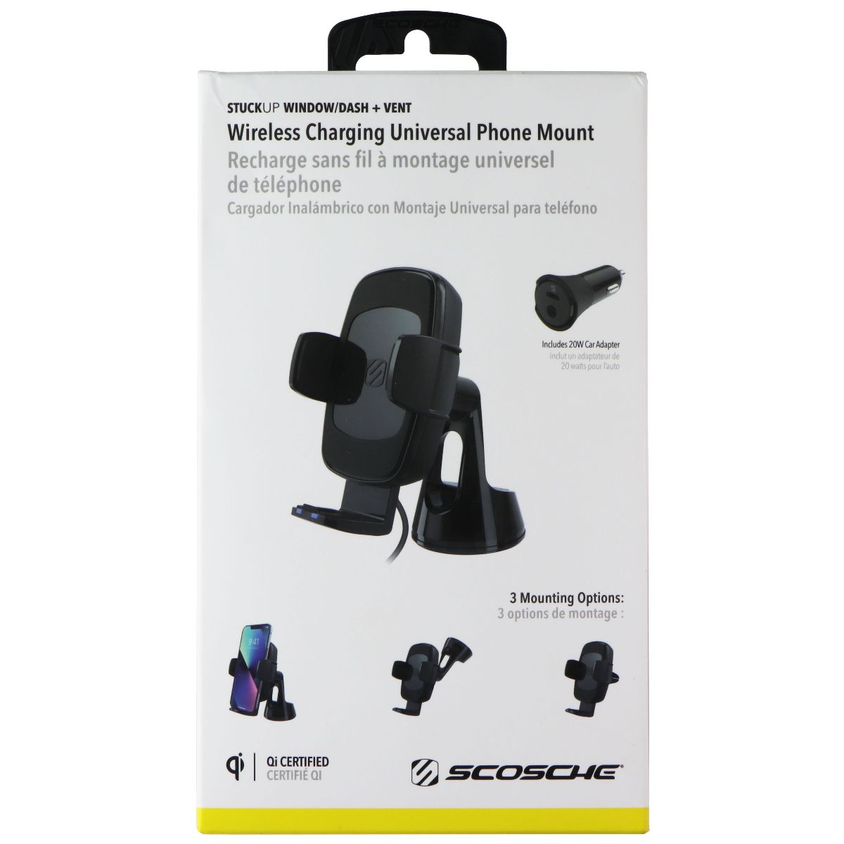 Scosche StuckUp Qi Wireless Charging Phone Mount for Window/Dash/Vent (UQ3WDV)