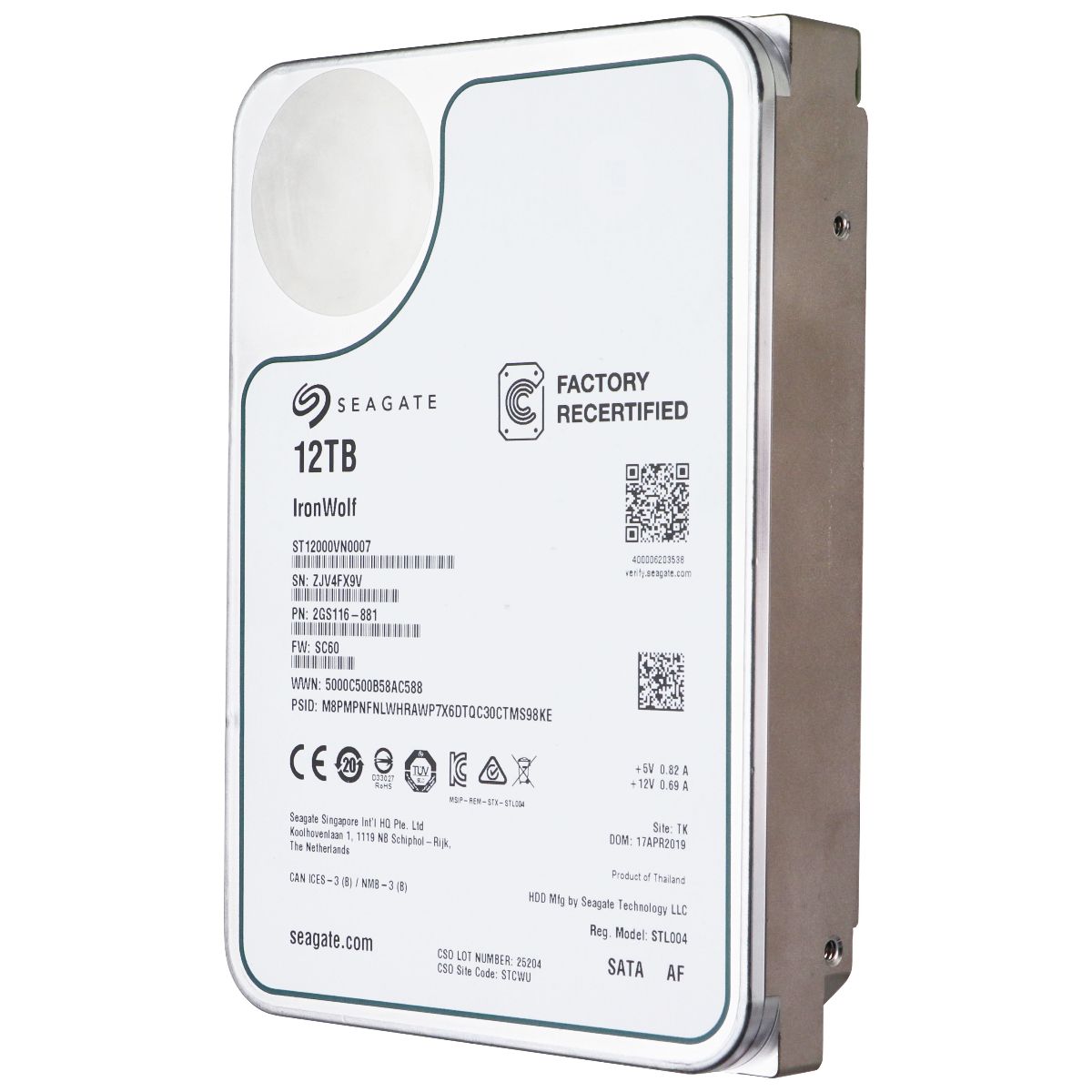 Seagate IronWolf 12TB 3.5-inch SATA 7200RPM HDD Hard Drive - ST12000VN0007