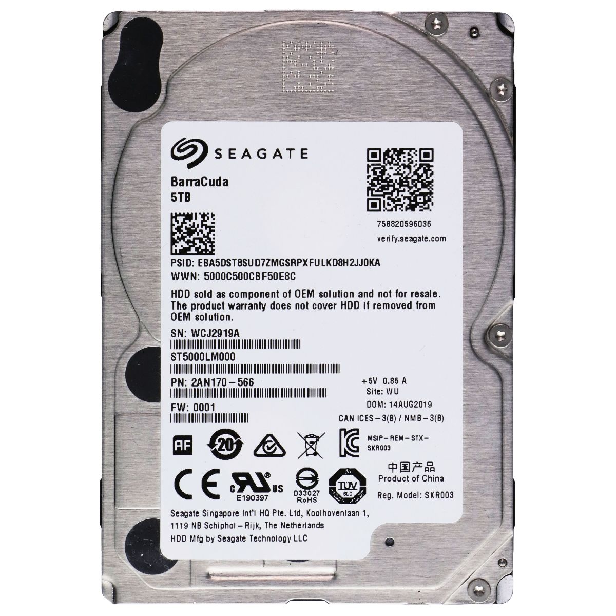 Seagate BarraCuda 5TB 2.5-inch SATA 6GB/s Internal Hard Drive (ST5000LM000)