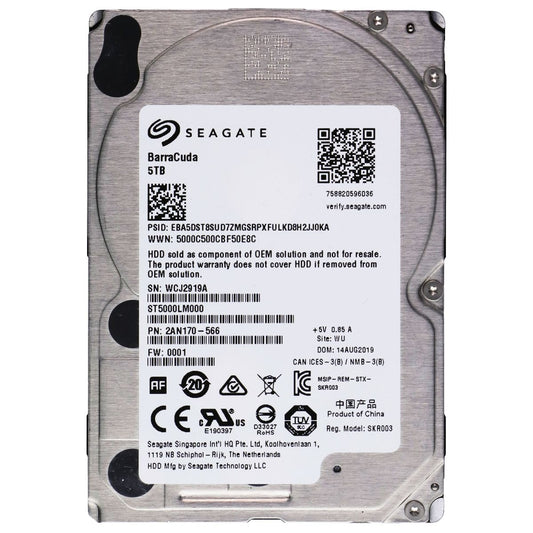 Seagate BarraCuda 5TB 2.5-inch SATA 6GB/s Internal Hard Drive (ST5000LM000) Digital Storage - Internal Hard Disk Drives, HDD Seagate - Simple Cell Bulk Wholesale Pricing - USA Seller