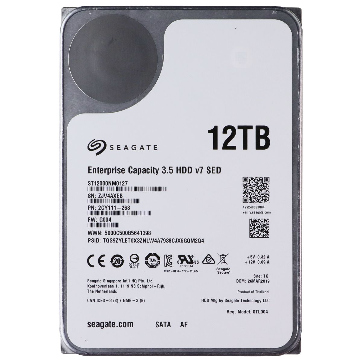 Seagate Enterprise Capacity v7 12TB 3.5-inch SATA III Hard Drive - ST12000NM0127