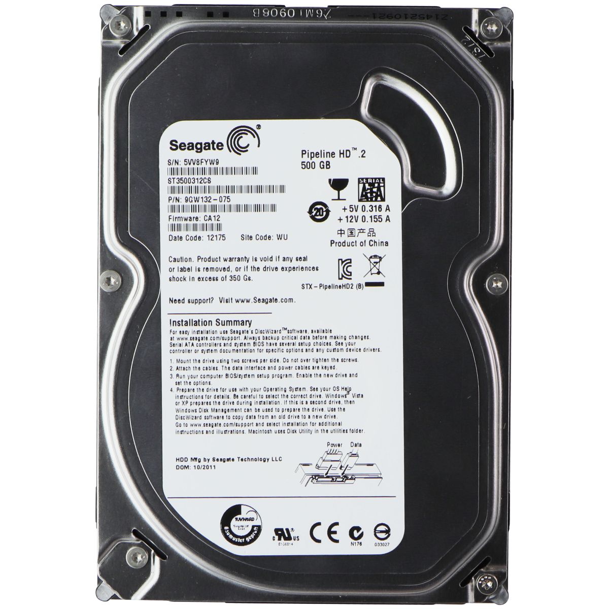 Seagate 500GB SATA 3.5-in Hard Drive (ST3500312CS) Digital Storage - Internal Hard Disk Drives, HDD Seagate - Simple Cell Bulk Wholesale Pricing - USA Seller
