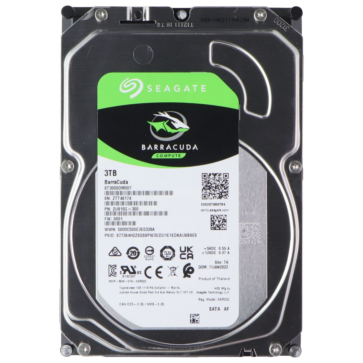 Seagate BarraCuda Green ST3000DM007 (3TB) 5400RPM SATA 3.5 Internal Hard Drive Digital Storage - Internal Hard Disk Drives, HDD Seagate - Simple Cell Bulk Wholesale Pricing - USA Seller