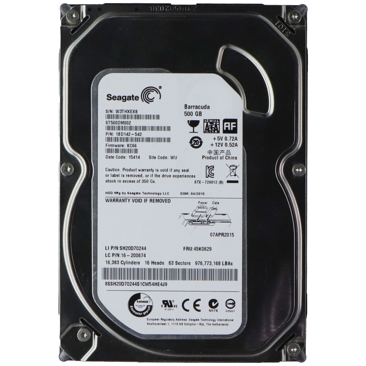 Seagate Barracuda ST500DM002 (500GB) 3.5 SATA III Internal Hard Drive Digital Storage - Solid State Drives Seagate - Simple Cell Bulk Wholesale Pricing - USA Seller