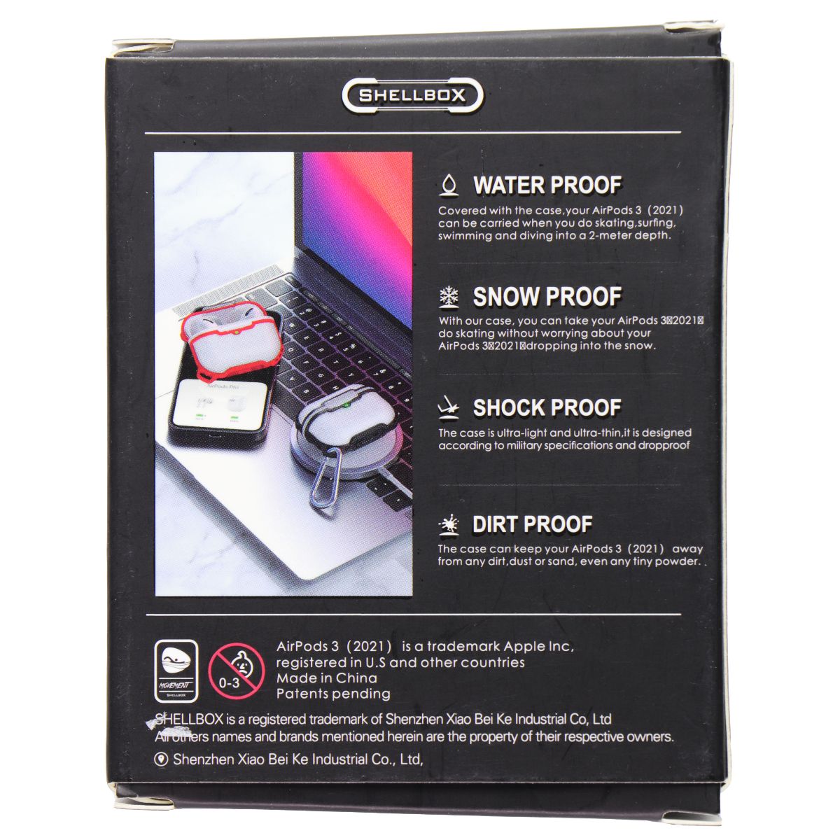 ShellBox Case for Apple AirPods 3 (2021) - Clear / Black iPod, Audio Player Accessories - Other Portable Audio Accs Shellbox - Simple Cell Bulk Wholesale Pricing - USA Seller