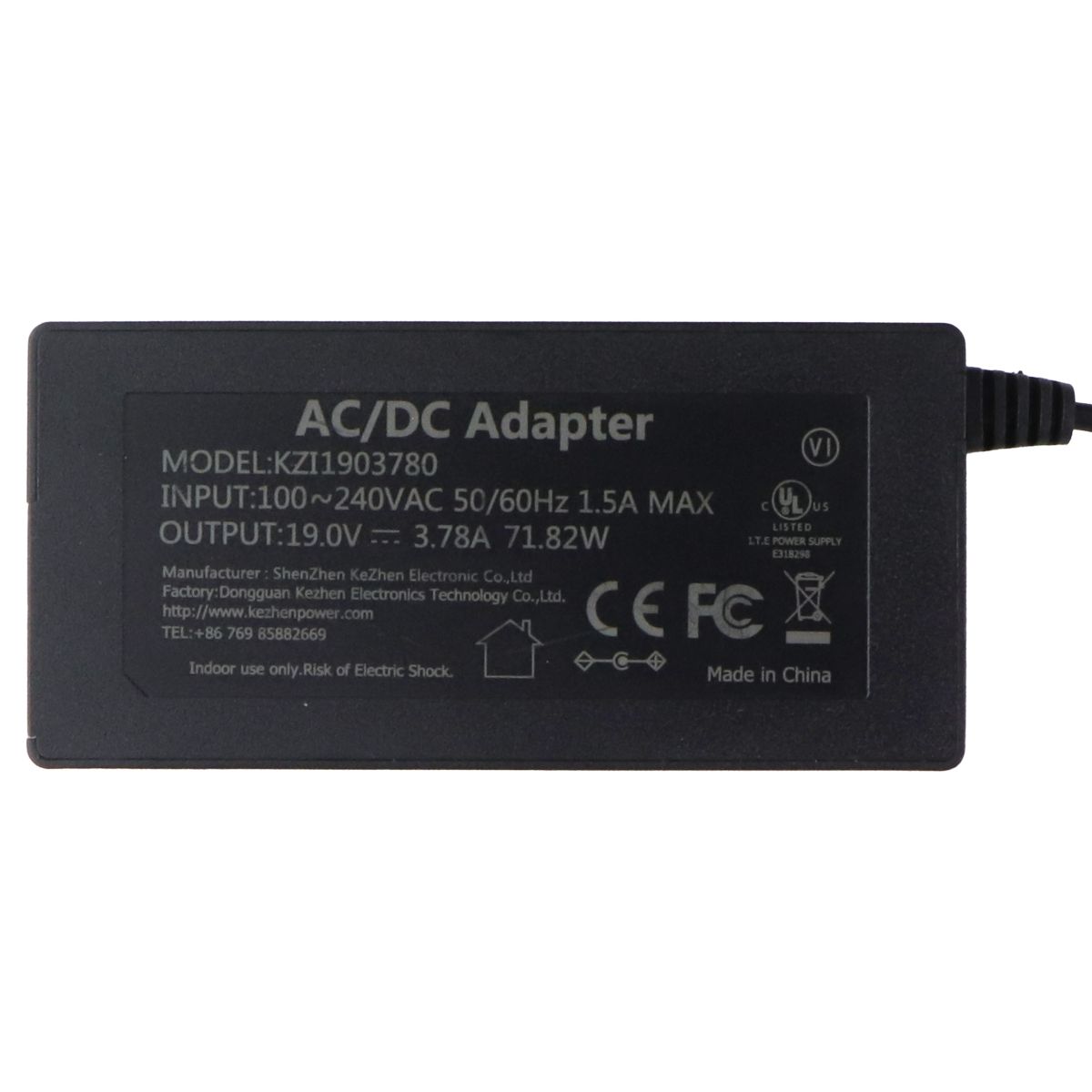 ShenZhen (19V/3.78A) 71.82W AC/DC Adapter Power Supply - Black (KZI1903780)