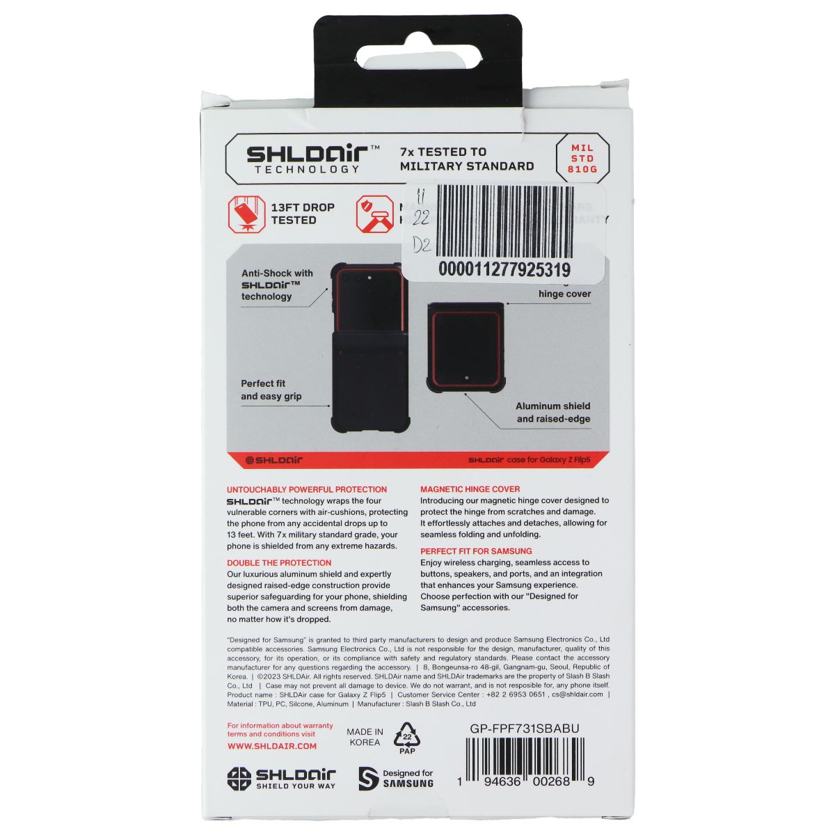 SHLDAir Case for Samsung Galaxy Z Flip5 - Black/Orange Cell Phone - Cases, Covers & Skins SHLDAir - Simple Cell Bulk Wholesale Pricing - USA Seller