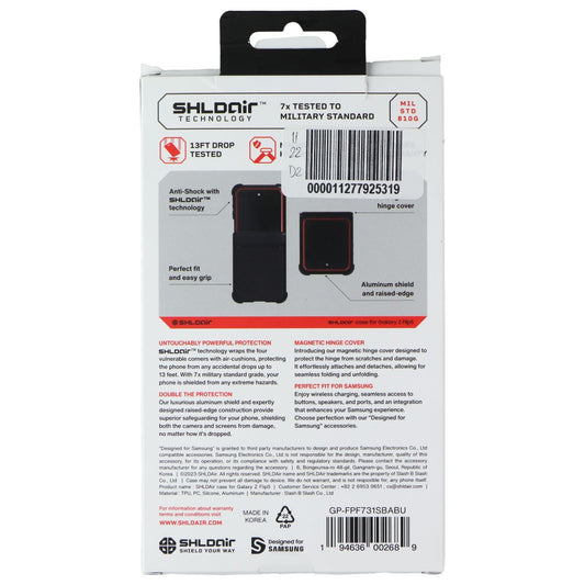 SHLDAir Case for Samsung Galaxy Z Flip5 - Black/Orange Cell Phone - Cases, Covers & Skins SHLDAir - Simple Cell Bulk Wholesale Pricing - USA Seller