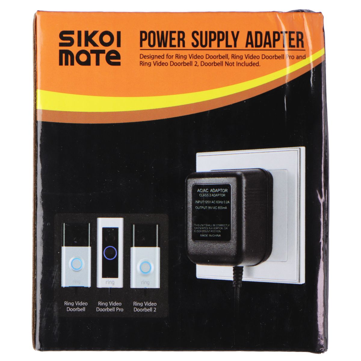 Sikoi Mate (18V/800mA) Power Supply Adapter for Ring Video Doorbell / Pro / 2 Multipurpose Batteries & Power - Multipurpose AC to DC Adapters Sikoi Mate    - Simple Cell Bulk Wholesale Pricing - USA Seller