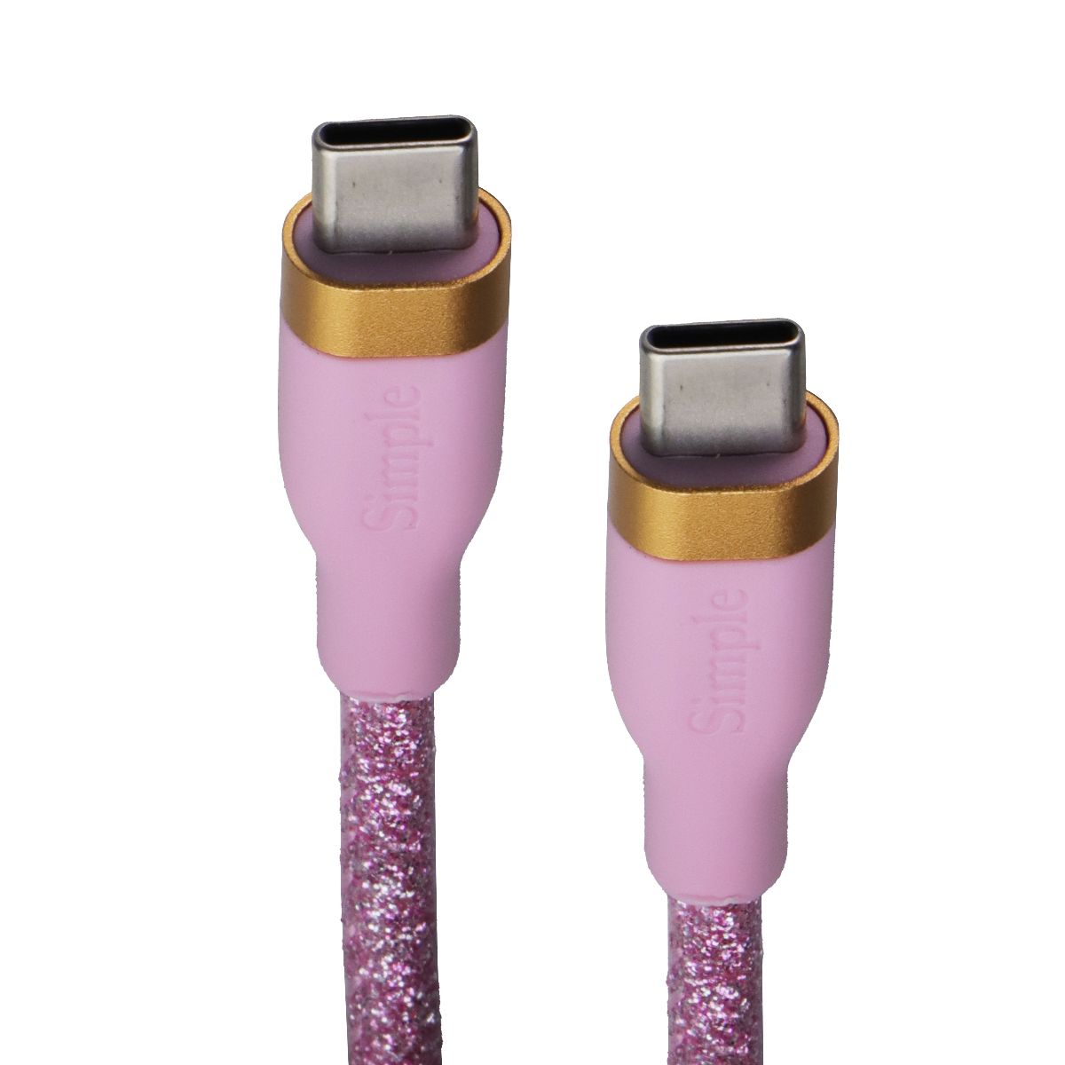 Simple (6-Foot) Fashion Series USB-C to USB-C Cable - Pink Glitter Cell Phone - Cables & Adapters Simple - Simple Cell Bulk Wholesale Pricing - USA Seller