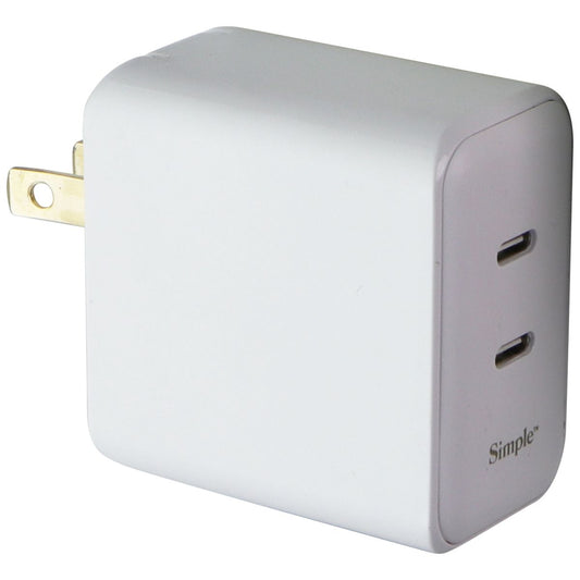 Simple 60W Dual USB-C Wall Charger - White Cell Phone - Chargers & Cradles Simple - Simple Cell Bulk Wholesale Pricing - USA Seller