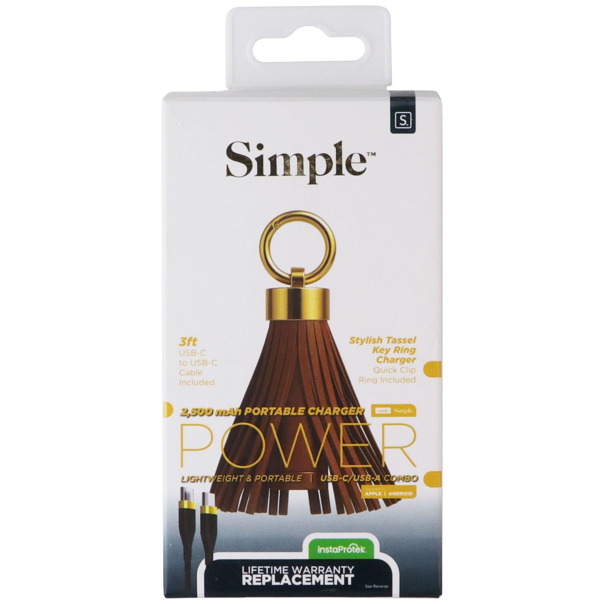 Simple Power 2,500 mAh Stylish Tassel Key Ring Charger (USB-C/USB-A) Combo