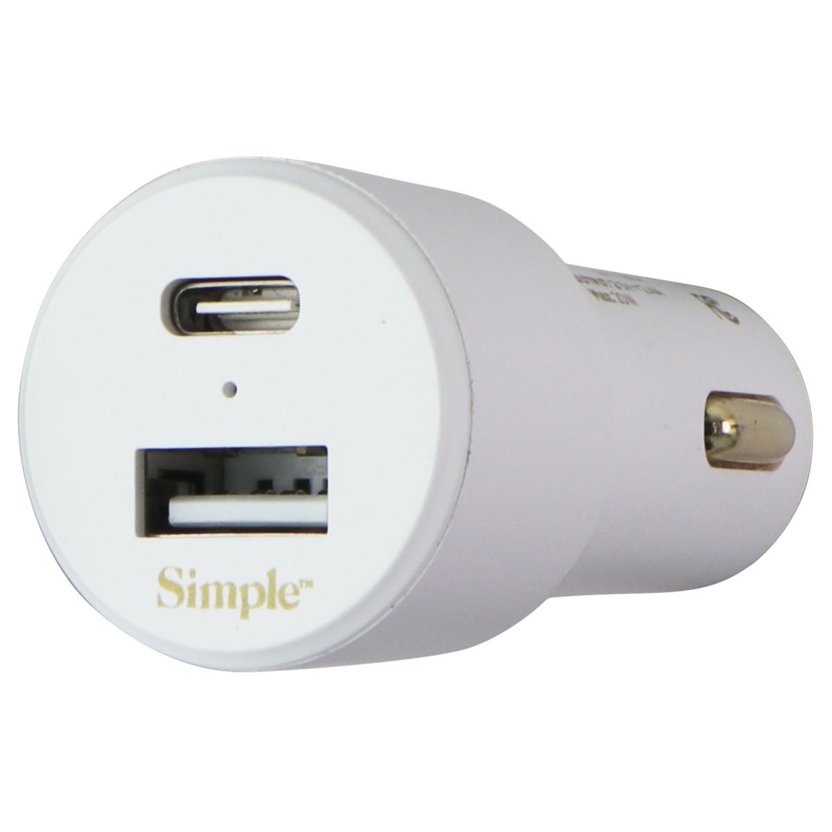Simple Power Series 20W Dual Port USB-C & USB-A Car Charger - White Cell Phone - Chargers & Cradles Simple - Simple Cell Bulk Wholesale Pricing - USA Seller