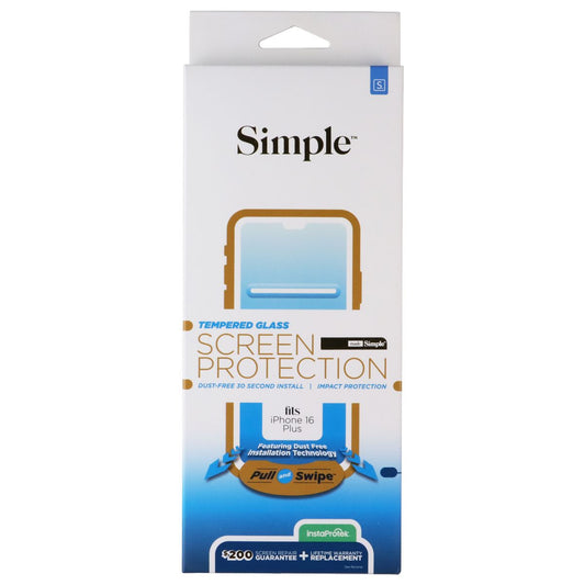 Simple Tempered Glass Screen Protector for Apple iPhone 16 Plus Cell Phone - Screen Protectors Simple - Simple Cell Bulk Wholesale Pricing - USA Seller