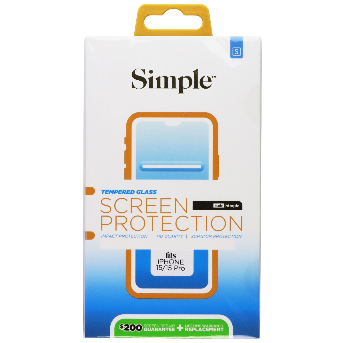 Simple Tempered Glass Screen Protector for Apple iPhone 15/15 Pro