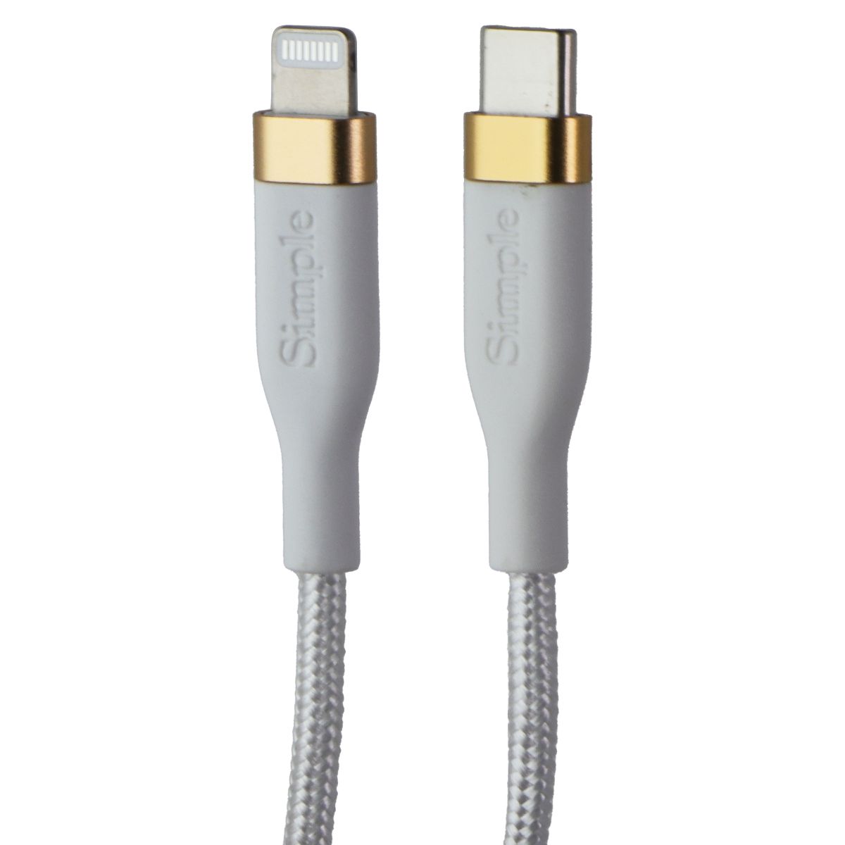 Simple 4FT USB-C to Lightning 8-Pin Braided Cable - White Cell Phone - Cables & Adapters Simple - Simple Cell Bulk Wholesale Pricing - USA Seller