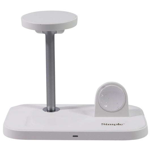 Simple 3-in-1 Wireless Charging Stand for Apple Devices - White (827072) Cell Phone - Chargers & Cradles Simple - Simple Cell Bulk Wholesale Pricing - USA Seller