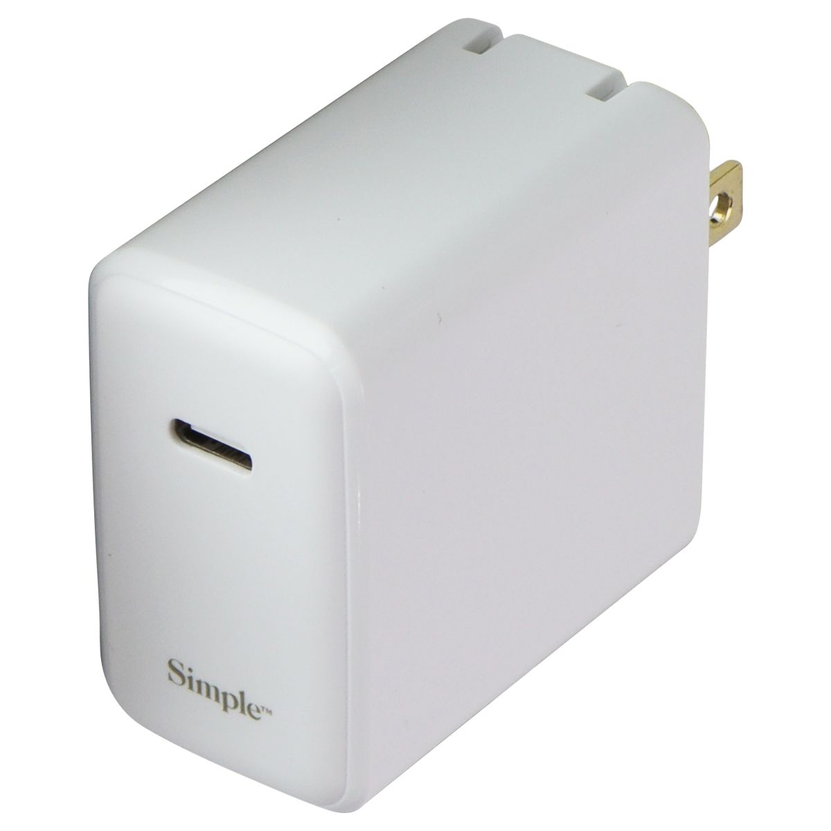 Simple 45W USB-C 5V/3A Wall Charger w/ Folding Prong - White Cell Phone - Chargers & Cradles Simple - Simple Cell Bulk Wholesale Pricing - USA Seller