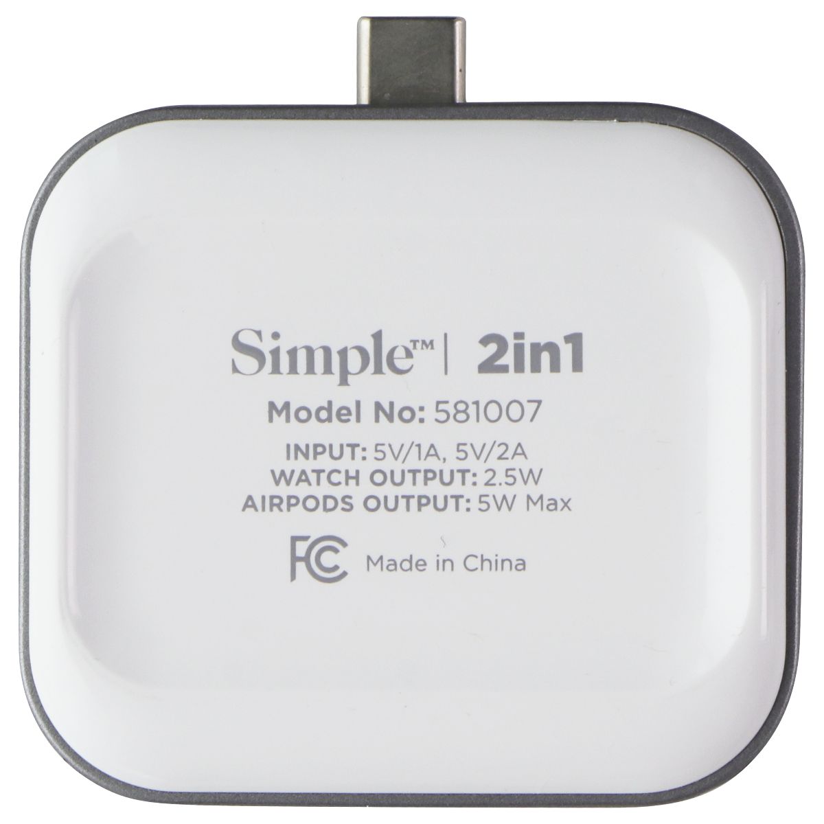 Simple 2 in 1 Wireless USB-C Watch/Earbuds Charger