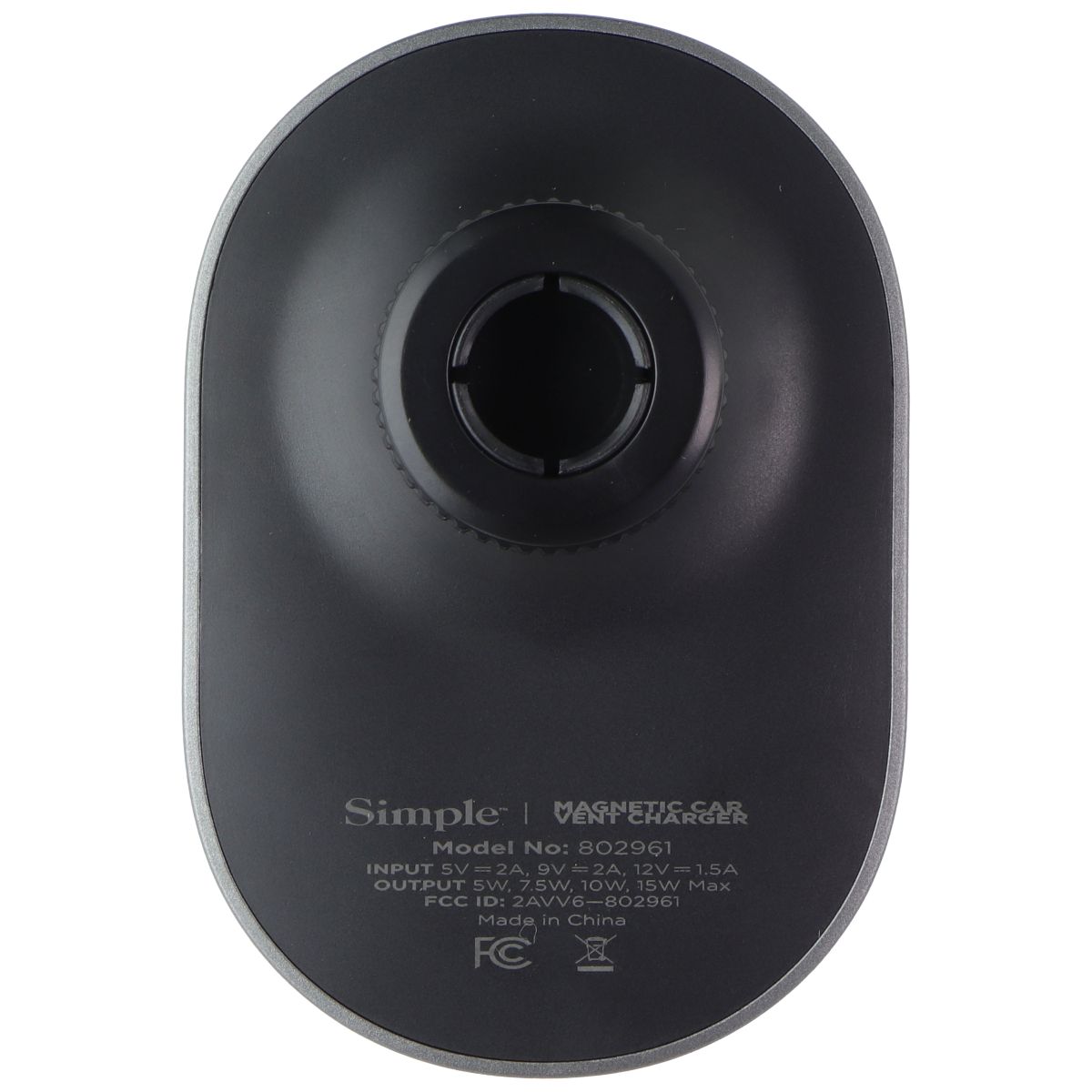 Simple POWER Magnetic Car Vent Charger for Qi/MagSafe Devices - Black