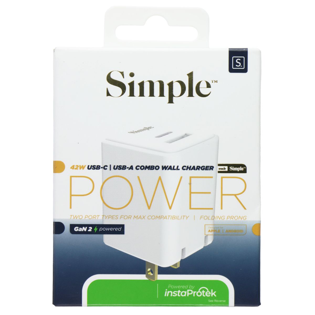 Simple 42W USB-C & USB-A Combo Wall Charger - White Cell Phone - Chargers & Cradles Simple - Simple Cell Bulk Wholesale Pricing - USA Seller