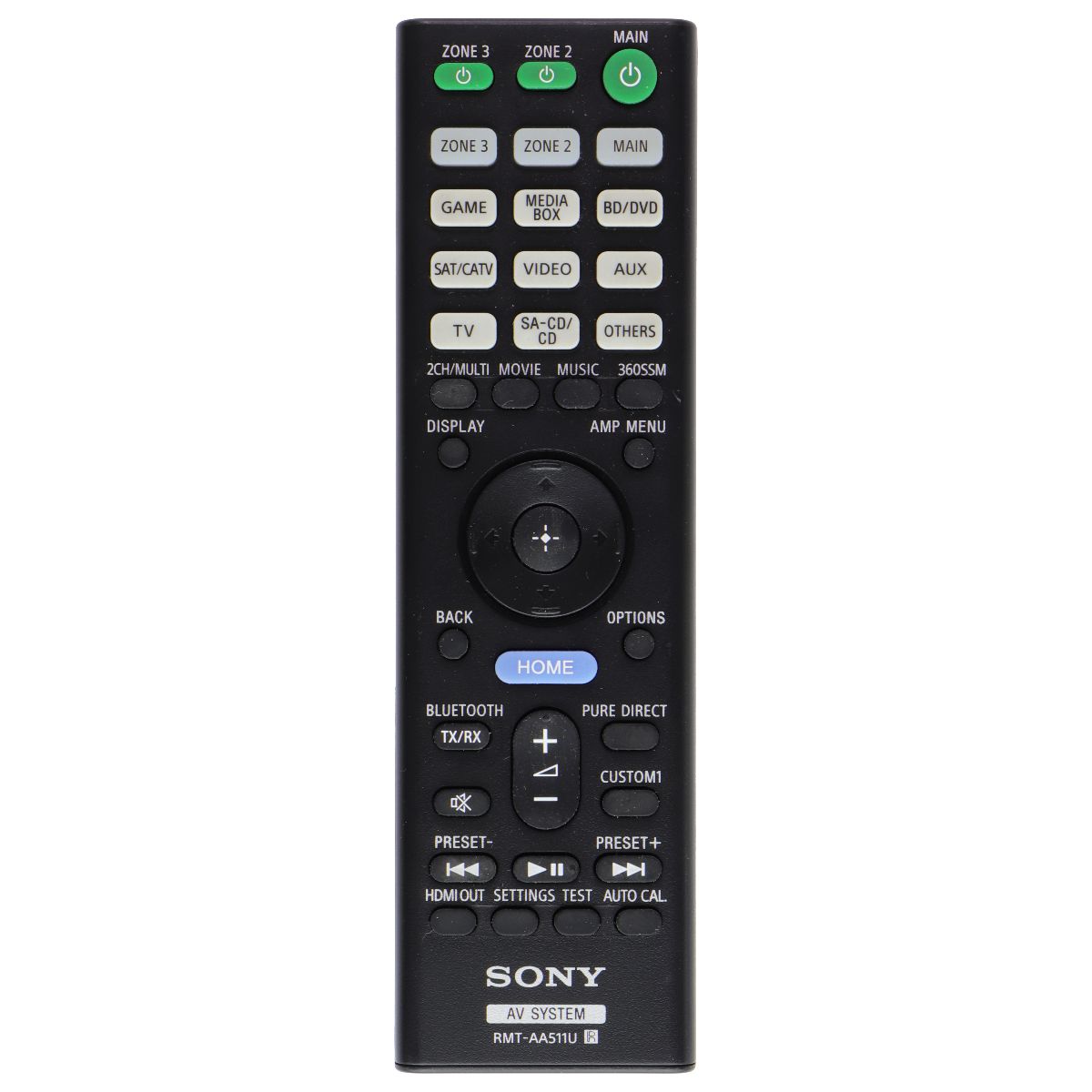 Sony AV System Remote (RMT-AA511U) - Black TV, Video & Audio Accessories - Remote Controls Sony    - Simple Cell Bulk Wholesale Pricing - USA Seller