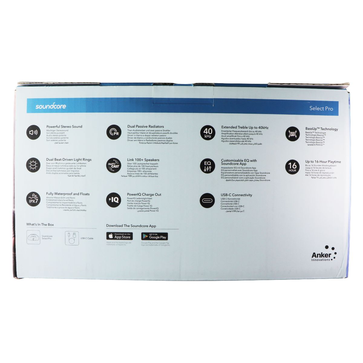 Soundcore by Anker Select Pro Portable IPX7 Waterproof Speaker - Black iPod, Audio Player Accessories - Audio Docks & Mini Speakers Soundcore - Simple Cell Bulk Wholesale Pricing - USA Seller